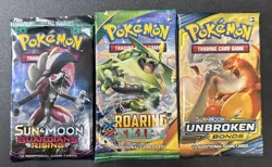 3 Pokemon Booster Packs! 1 Roaring Skies! 1 Unbroken Bonds! 1 Guardians Rising! - Image 1