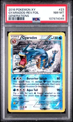 2016 POKEMON XY GENERATIONS #23 GYARADOS-REVERSE FOIL PSA 8 - Image 1