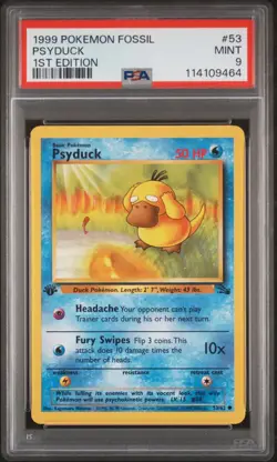 1999 POKEMON FOSSIL 1ST ED #53 PSYDUCK PSA 9 - Image 1