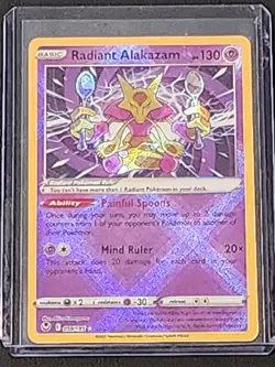 Radiant Alakazam 059/195 Swsh12: Silver Tempest Holo Pokemon TCG NM - Image 3