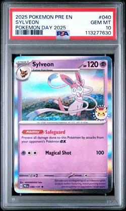 2025 POKEMON PRE EN-PRISMATIC EVOLUTIONS POKEMON DAY 2025 #040 SYLVEON PSA 10 - Image 1
