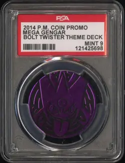 PSA 9 Pokemon Promo Coin Mega Gengar XY Phantom Forces Theme Deck POP 5 - Image 1