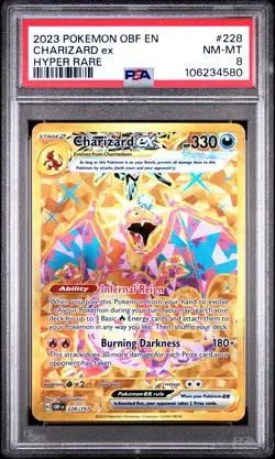 2023 POKEMON OBF EN-OBSIDIAN FLAMES HYPER RARE #228 CHARIZARD EX PSA 8 - Image 1