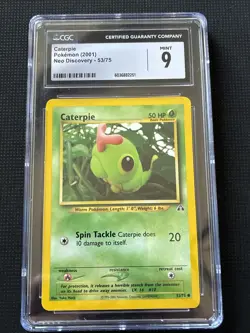 CGC 9 MINT Caterpie Neo Discovery 1st Edition 53/75 Pokemon Card - Image 1