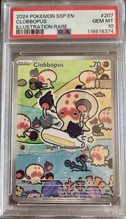 2024 POKEMON SSP EN-SURGING SPARKS ILLUSTRATION RARE #207 CLOBBOPUS PSA 10 - Image 1