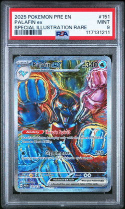2025 POKEMON EN-PRISMATIC EVOLUTIONS #151 PALAFIN EX SPECIAL ILLUSTRATION PSA 9 - Image 1