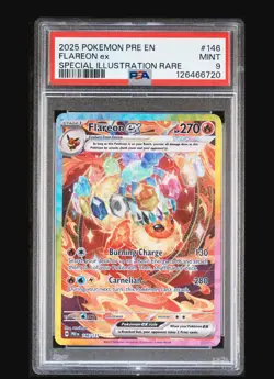 2025 POKEMON PRE EN-PRISMATIC EVOLUTIONS #146 FLAREON EX PSA 9 - Image 1