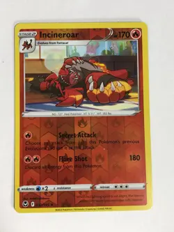 Pokemon Card Silver Tempest Printer Hickey Error Reverse Holo Incineroar 032/195 - Image 1