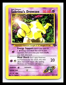 💥 Sabrina's Drowzee 95/132 Gym Heroes Non Holo Pokemon Vintage Card 1999 - Image 1