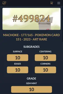 Machoke 177/165 Ace 10 Perfect Subs 151 Pokemon Card Graded Art Rare Japanese - Image 2