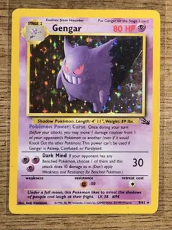 Pokemon TCG Gengar Fossil Holo Card 5/62 Unlimited Rare, LP - Image 1