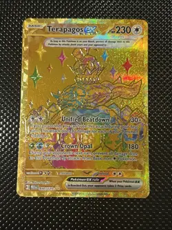 Pokemon TCG Terapagos EX Prismatic Evolutions Holo Hyper Rare Gold Card 180/131 - Image 1