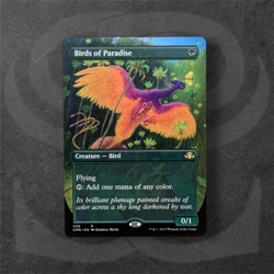 Birds of Paradise •Borderless Alt Art• Rare Creature Bird, Dominaria Remastered - Image 1