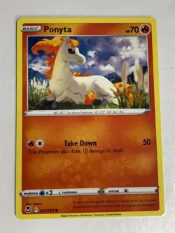 Pokemon TCG Silver Tempest Ink Smear Error Ponyta 021/195 Near Mint - Image 1