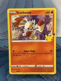 Scorbunny 16/25 Confetti Holo Pokemon 25th Anniversary McDonalds Promo Card 2021 - Image 1