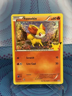 Fennekin 14/25 Confetti Holo Pokemon 25th Anniversary McDonalds Promo Card 2021 - Image 1