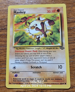 Pokemon TCG WOTC Mankey 1999 Jungle Card #55 Unlimited Near Mint Never Played! - Image 1