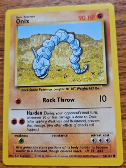 Pokemon TCG Onix 1999 Wizards Of The Coast Base Set Card 56 Near Mint Never Play - Image 1