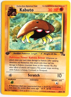 1999 Pokemon TCG Kabuto First Edition Wizards Of The Coast Fossil Set Card 50 - Image 1