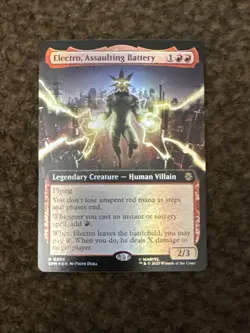 Electro, Assaulting Battery (Extended Art) Marvel's Spider-Man Foil MTG NM - Image 1