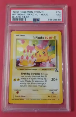 PSA 7 2000 Pokemon Promo Birthday Pikachu Holo Black Star #24 - Image 1