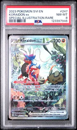 2023 POKEMON SVI EN-SCARLET & VIOLET SPECIAL ILLUSTRATION RARE KORAIDON EX PSA 8 - Image 1