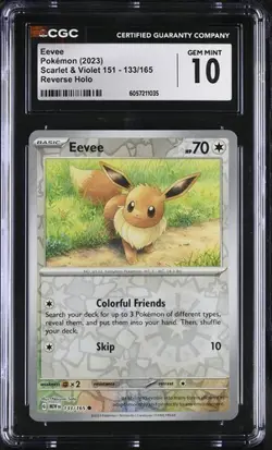 EEVEE - Reverse Holo 133/165 Pokemon SV 151 CGC 10 GEM *jk - Image 1