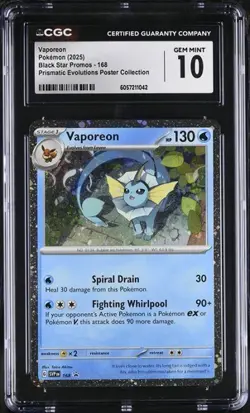 VAPOREON - BSP 168 Pokemon Prismatic Evolutions Poster Collection CGC 10 GEM *jk - Image 1