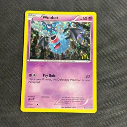 Pokemon McDonald’s 2012 Promo - WOOBAT - 7/12 -Holo Black & White NM / MINT - Image 1