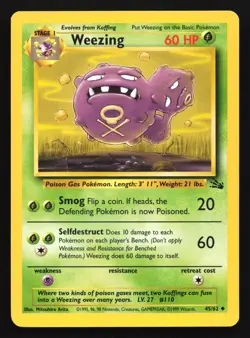 Pokemon Weezing 45/62 WotC Fossil Unlimited Uncommon - Image 1