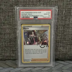 PSA 10 2021 POKEMON SWSH BLACK STAR PROMO #120 MARNIE-HOLO SWIRL - Image 1