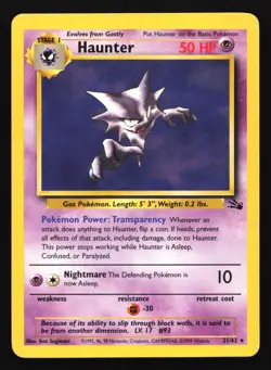 Pokemon Haunter 21/62 WotC Fossil Unlimited Regular Rare - Image 1