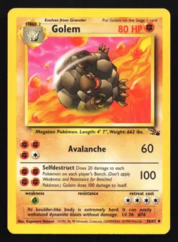 Pokemon Golem 36/62 WotC Fossil Unlimited Uncommon - Image 1
