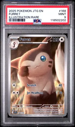 2025 POKEMON JTG EN-JOURNEY TOGETHER ILLUSTRATION RARE #168 FURRET PSA 9 - Image 1