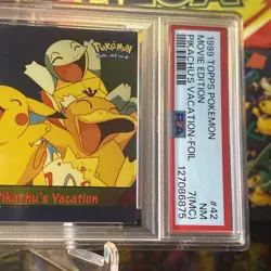 1999 TOPPS POKEMON THE MOVIE PIKACHU'S VACATION-FOIL #42 MOVIE EDITION PSA 7MC - Image 2