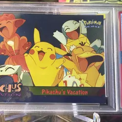 1999 TOPPS POKEMON THE MOVIE PIKACHU'S VACATION-FOIL #42 MOVIE EDITION PSA 7MC - Image 4