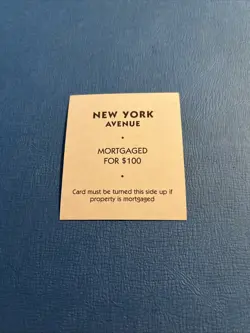 1998 Monopoly Property Deed Card NEW YORK AVENUE Game Piece Part - Image 2