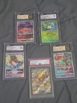 !Graded Mint 10! Japanese Assortment Pokemon Cards Full Art Alakazam Leafeon - Image 1