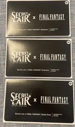 MTG Secret Lair x Final Fantasy Lot Weapons, Grimoire, Game Over Rainbow Foil Ed - Image 1