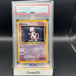 Pokemon TCG Mewtwo Base Set 10/102 Holo 1999-2000 Wizards PSA 8 - Image 1