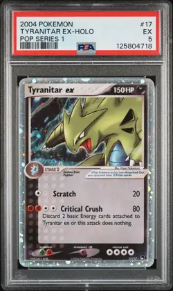 2004 POKEMON POP SER 1 #17 TYRANITAR EX-HOLO PSA 5 - Image 1