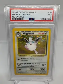 1999 Pokemon Jungle Wigglytuff Holo No Symbol PSA 7 - Image 1