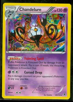 Pokemon CHANDELURE 43/119 - XY Phantom Forces RARE HOLO - MINT - Image 1