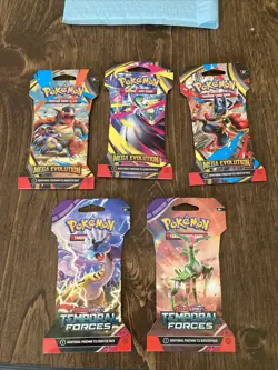 Pokemon Blister Lot (5 Packs) 3 Mega Evolution + 2 Temporal Forces Blister Packs - Image 2