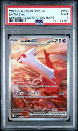 2024 POKEMON SSP EN-SURGING SPARKS SPECIAL ILLUSTRATION RARE LATIAS EX PSA 9 - Image 1