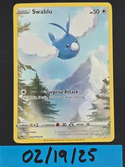 Swablu GG27/GG70 Crown Zenith: Galarian Gallery Pokemon TCG Near Mint NM - Image 1
