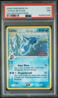 2006 POKEMON EX HOLON PHANTOMS REVERSE FOIL #22 LATIOS PSA 7 - Image 1