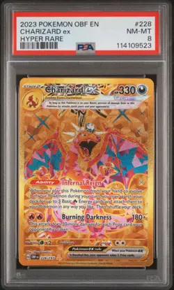 2023 POKEMON OBF EN-OBSIDIAN FLAMES HYPER RARE #228 CHARIZARD EX PSA 8 - Image 1