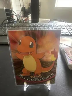 1999 Pokemon Topps Black Logo Charmander #04 Holo Foil TV Animation Series - Image 1