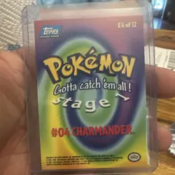 Charmander E4 of 12 Holo Topps 1999 TV Animation Series Light Play Pokemon - Image 3